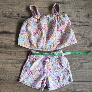 Old Navy Girls Floral Tank & Shorts Set - White, Pink, Yellow